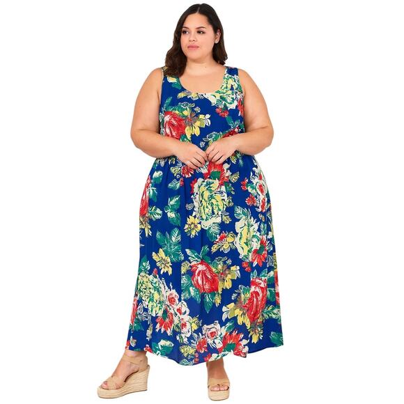 Forever 21 Plus Floral Maxi Dress Scoop Neckline Sleeveless Women's Size 3X - Picture 1 of 11